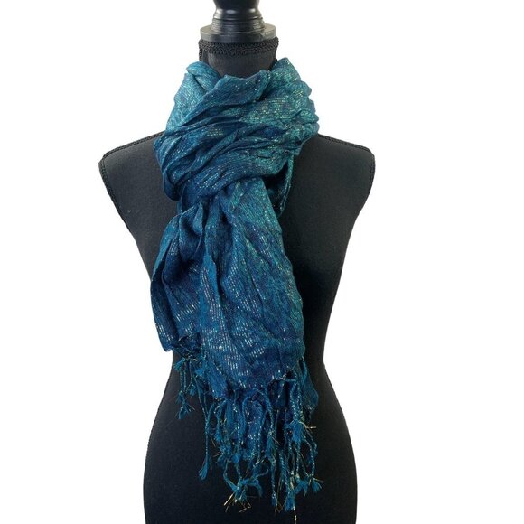 Women’s Dark Touch Teal Scarf - Picture 2 of 9